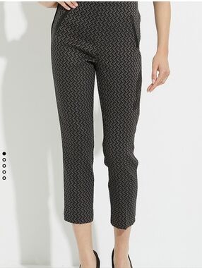 Joseph Ribkoff Black Leather Trim Zigzag Crop Pants Style 224114 Size 6